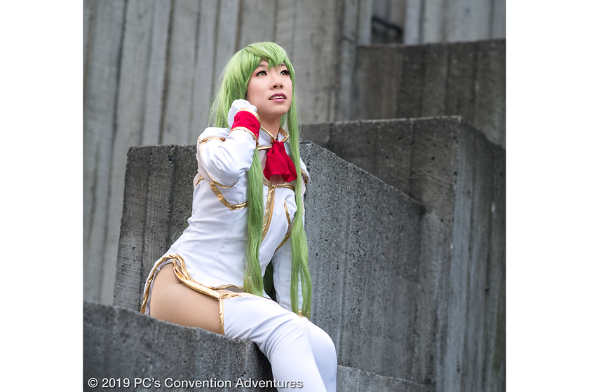 mintyfoxo cosplaying as C.C. from Code Geass at SakuraCon